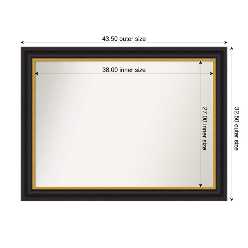 Sierra Non-Beveled Wood Framed Bathroom Vanity Wall Mirror - 44 x 33 in - Sierra Black Brown