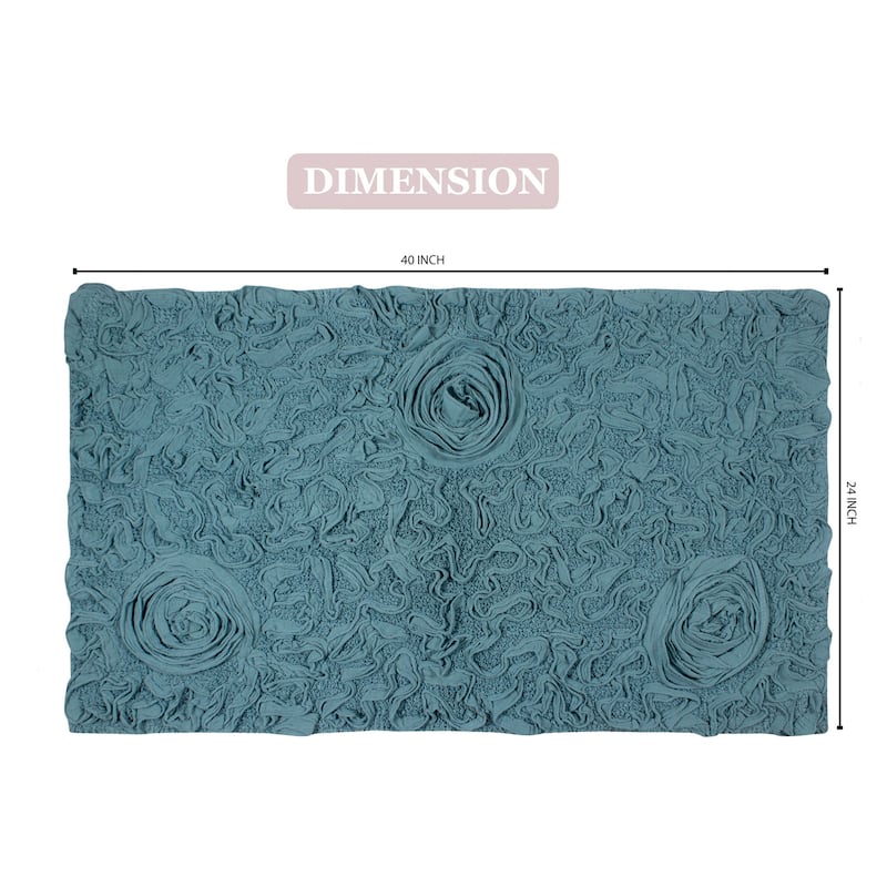 Bell Flower Bathroom Rug, Cotton Soft, Water Absorbent Bath Rug, Non Slip Shower Rug Machine Washable 24"x40" Rectangle
