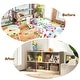 preview thumbnail 10 of 8, Gymax Kids 5-Cube Storage Cabinet 2-Shelf Wood Bookcase Organizer