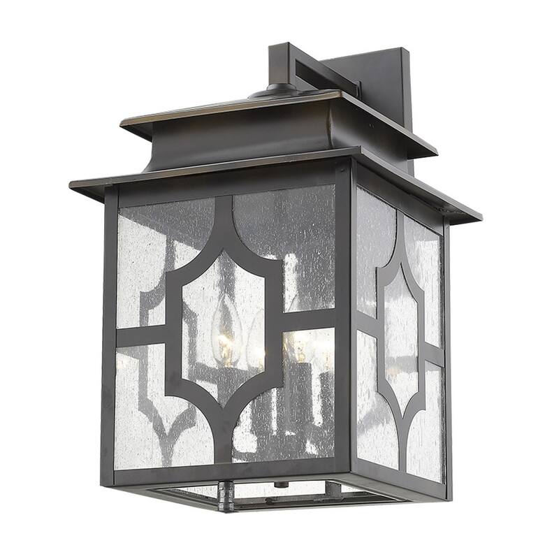 Outdoor Wall Light Fixture with Seedy Glass Shade and Bronze Flush Mount E12 LED Compatible