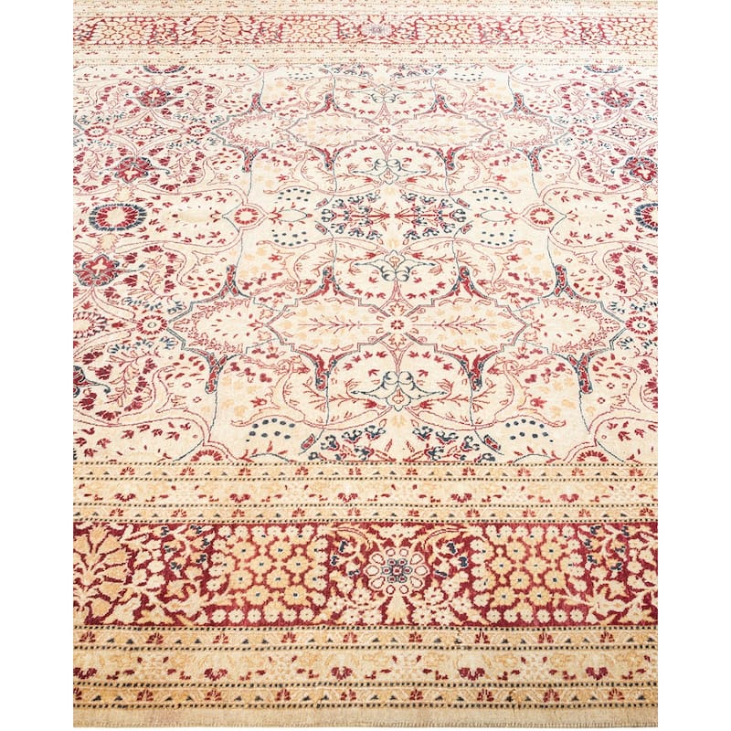 Overton Handknotted Wool Traditional Oriental Ivory Area Rug - 6' x 9'