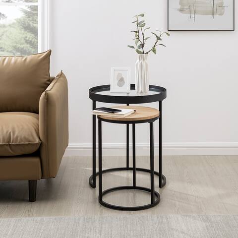 Middlebrook Contemporary Glass-Top Nesting Tables