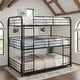 preview thumbnail 2 of 4, Space-Saving Black Triple Full Bunk Bed with Guardrails & Ladders