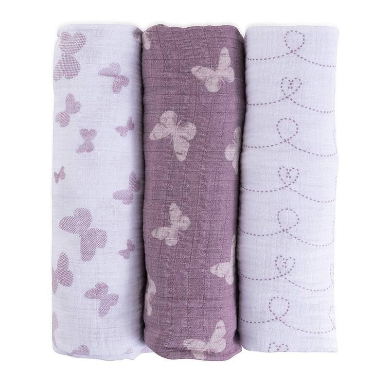 Ely's & Co. Cotton Muslin Swaddle Blanket - 3 Pack - 42"x42"