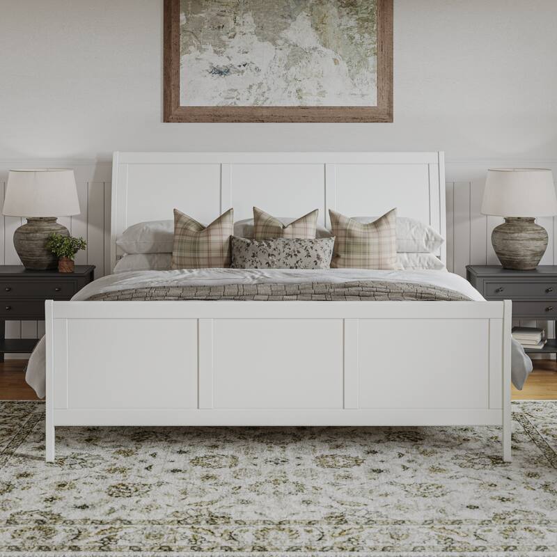 AFI, Portland Solid Wood Low Profile Platform Bed with Matching Footboard