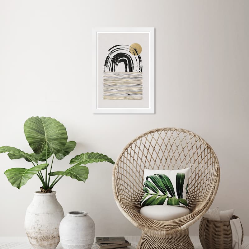 Wynwood Studio Prints Abstract Motions in Gold Black and Metallic Gold Modern & Contemporary Wall Art Canvas Print - White