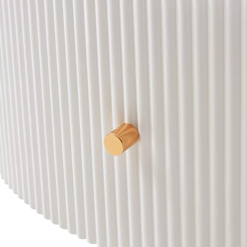 End Table Round Coffee Table with Drawers, Modern Side Table Accent Table Cocktail Table with Metal Legs