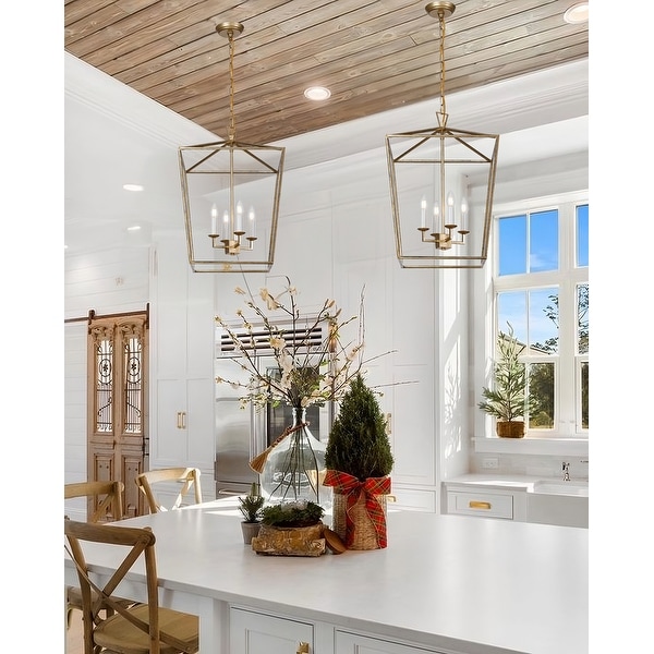 H25 X W17 Gold or Black Cage Large Lantern Iron Art Design Candle Style Chandelier Pendant Ceiling Light Fixture On Sale Bed Bath Beyond 39102747