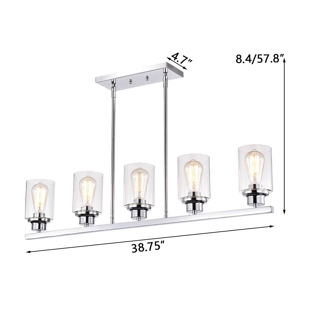 5Light Square Iron Ceiling Lamp Chandelier with Clear Glass Bed Bath & Beyond 35379519