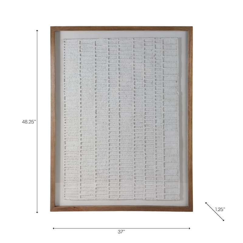 Paper Mache Wooden Frame Glass Wall Art - Ivory, 37x48 in.