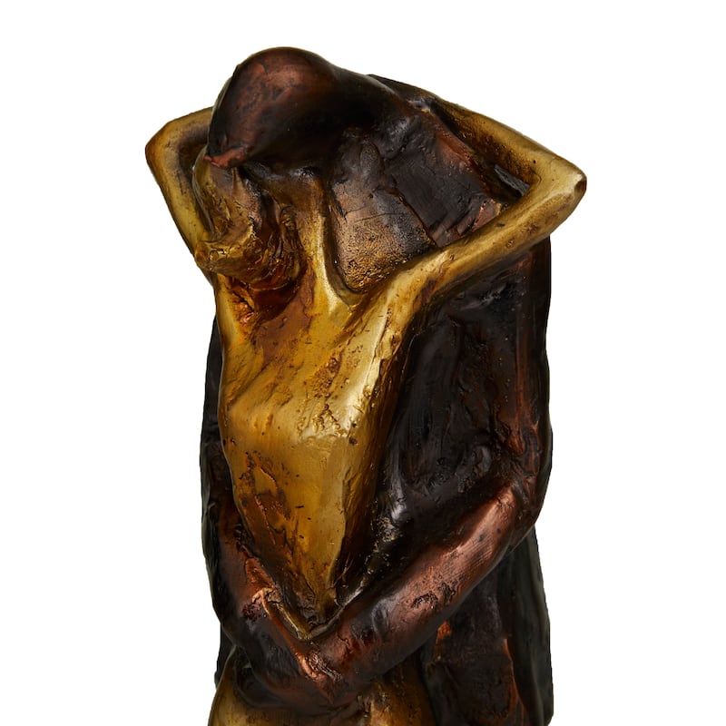 Bronze Polystone People Decorative Sculpture (Set of 2)