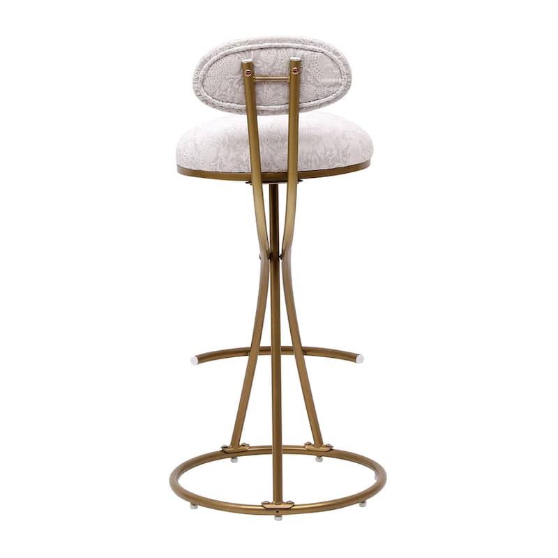 Round Print Bar Stools Set of 2 Metal Upholstered Chairs for Kitchen Island & Dining Rooms Counter Stools