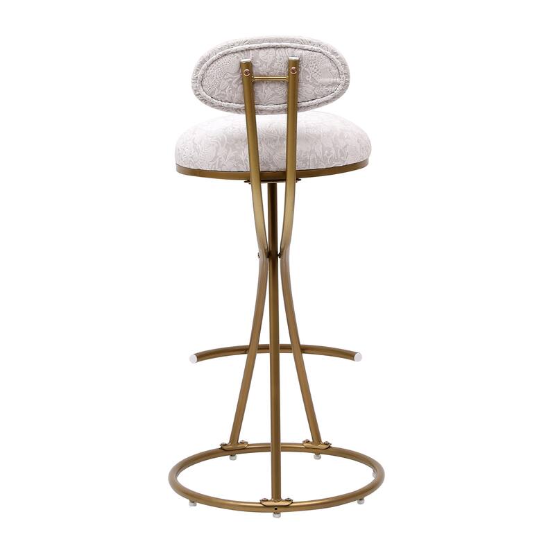 S-shaped Bar Stools Set of 2, Floral Print Upholstered Dining Chairs, Kitchen Bar Stools with Metal Frame & Footrest