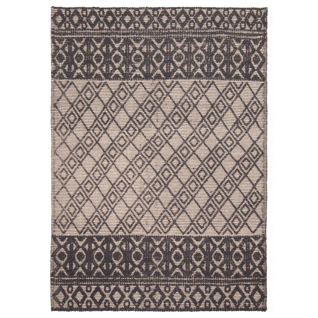 ECARPETGALLERY Braid weave Sienna Black Wool Rug - 5'1 x 7'7