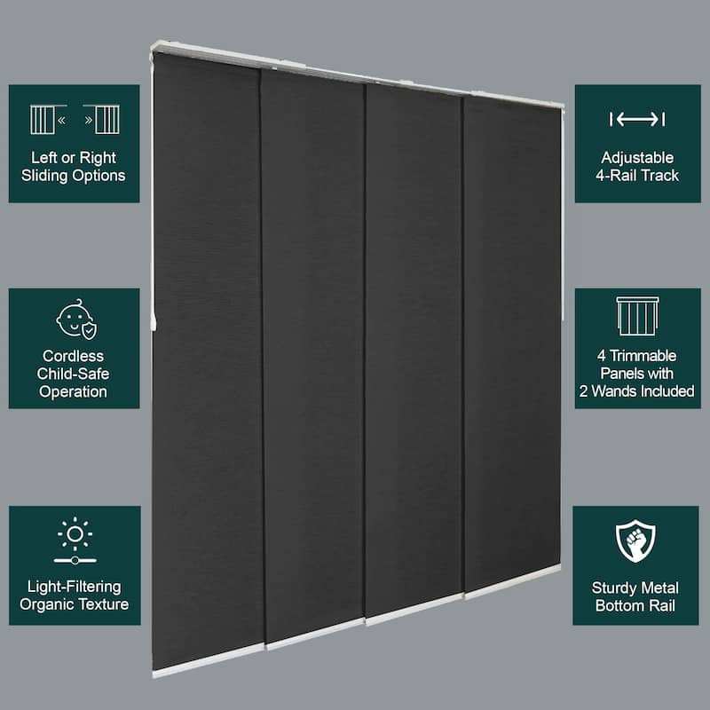 CHICOLOGY Adjustable Sliding Panels, 4-Rail Track, Light Filtering