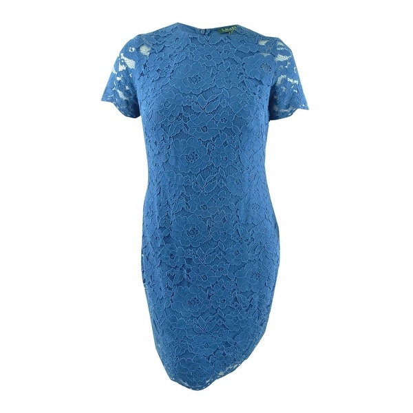 blue lace sheath dress