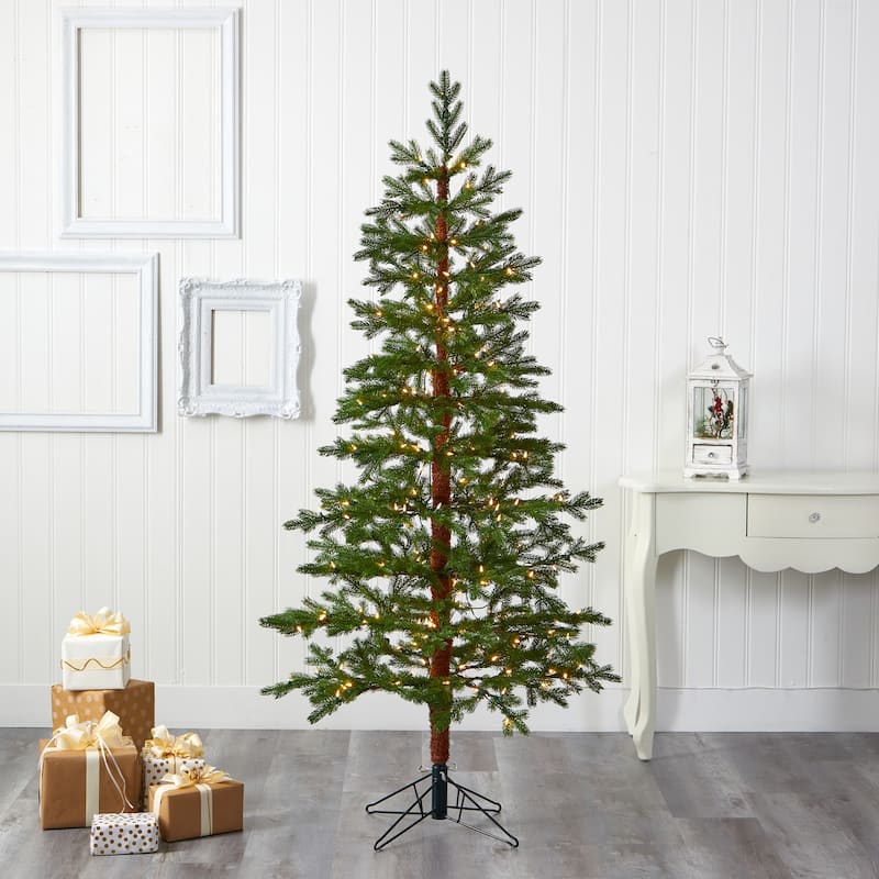 6.5ft. Fir Artificial Christmas Tree with 250 Clear Warm LED Lights and 208 Branches - Charming Holiday X-Mas Glow