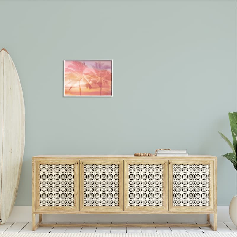 Stupell Summer Palm Trees Sunrise Tropical Windblown Leaves Framed Wall Art, Design by Mia Jensen