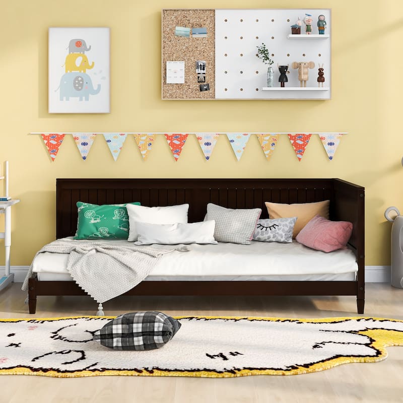 Mid-Century Modern Twin Size Wood Daybed/Sofa Bed in Espresso