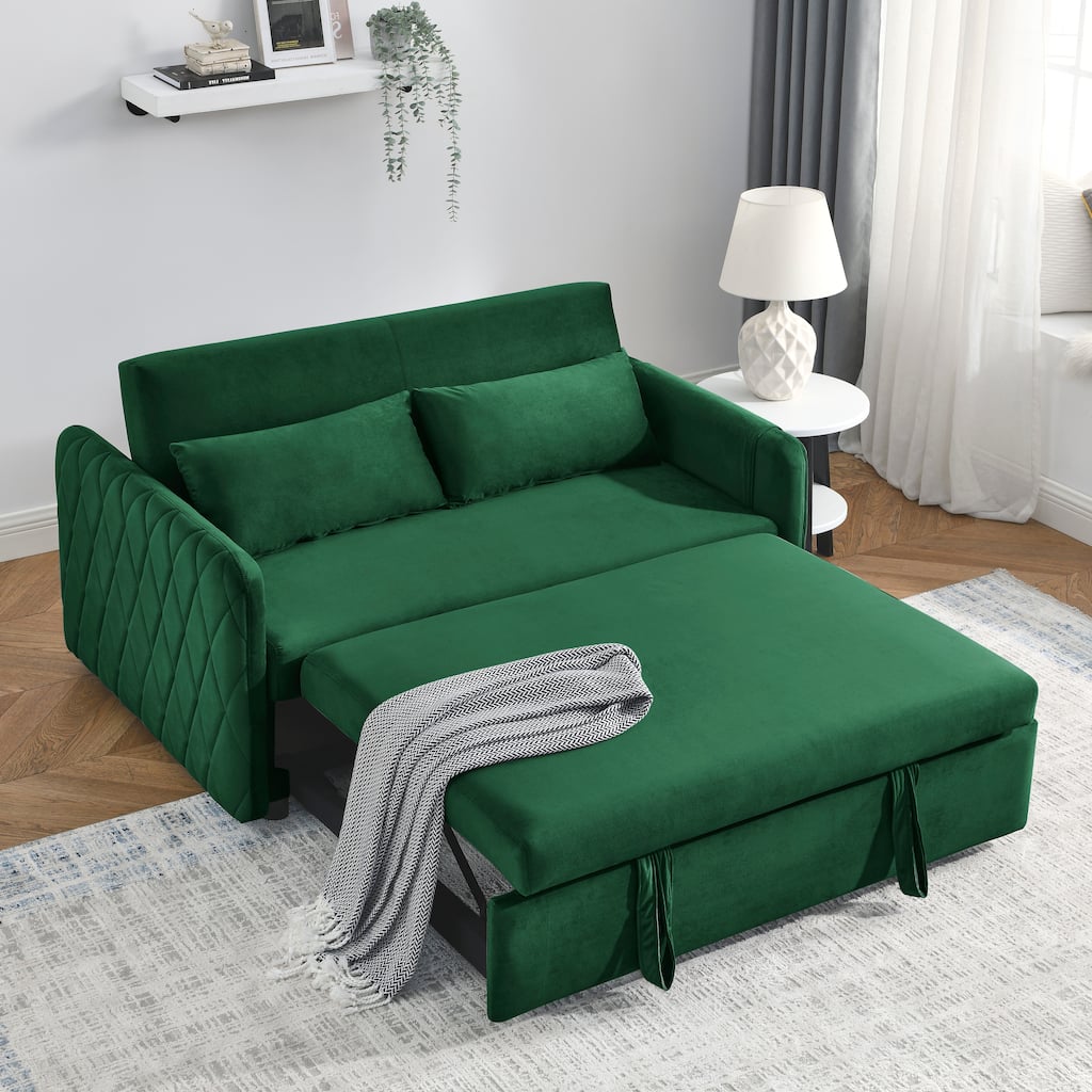 Modern Adjustable Convertible Loveseat Sofa Bed with 2 Pillows