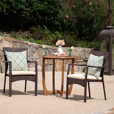 Sloane Outdoor 3 Piece Wicker Bistro Set by Christopher Knight Home