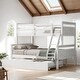 preview thumbnail 2 of 11, Modern Twin over Full Bunk Bed with Twin Size Trundle for Guest Room, Kids Room,White