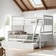 preview thumbnail 1 of 24, Twin over Full Bunk Bed with Twin Size Trundle for Guest Room, Kids Room White