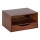 preview thumbnail 23 of 44, Kate and Laurel Hutton Floating Wall Shelf with Drawer - 12.5x10x7 Walnut Brown