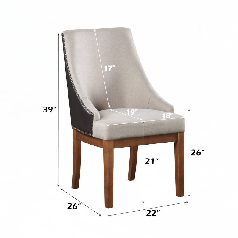 Brown Synthetic Leather and Brown Finish Side Chair ( Set of 2)