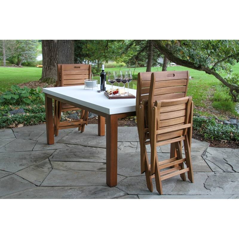 Nadine 5 pc. Ivory Composite Dining Set with Folding Chairs