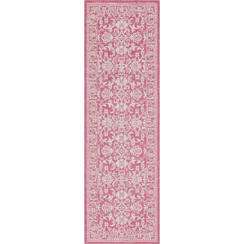 Well Woven Lia Delphi Persian Oriental Indoor Outdoor Area Rug - Fuchsia - 2'3" x 7'3" Runner