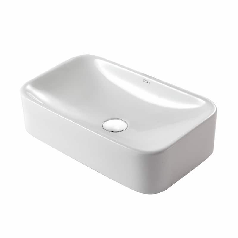 Kraus 19-1/4" Ceramic Vessel Bathroom Sink - Includes Pop-Up Drain