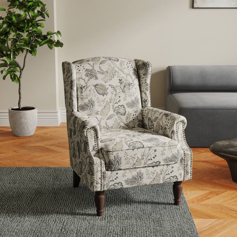 Patterned Upholstered Accent Chair for Living Room