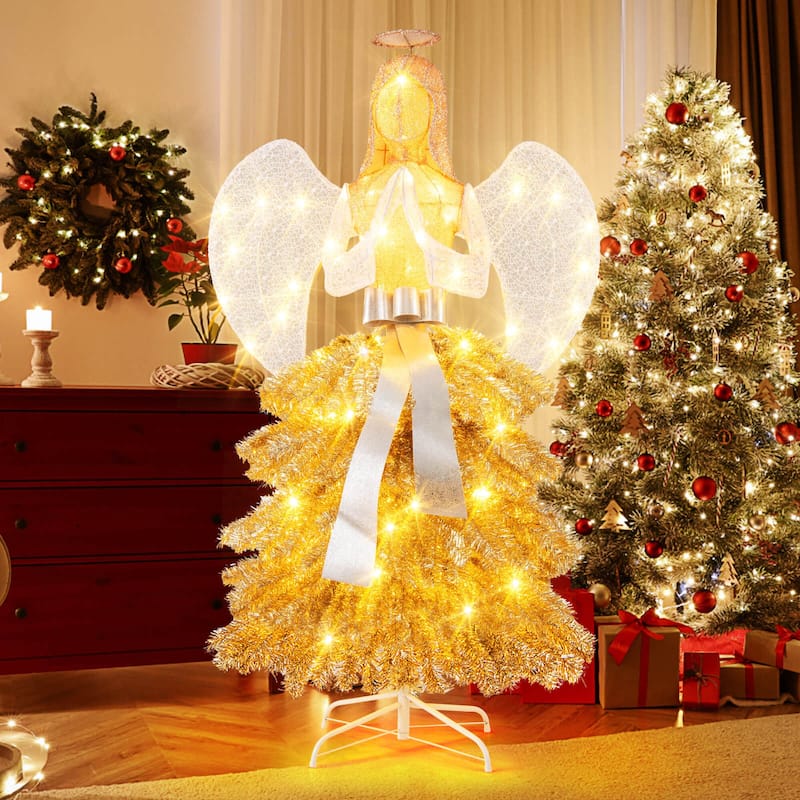 5.2 FT Christmas Lighted Angel Pre-Lit Angel Figure Xmas Tree