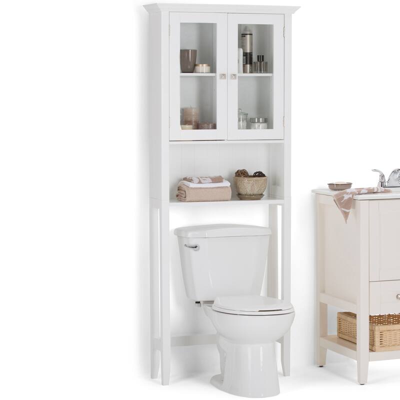 WYNDENHALL Normandy 68.4 inch H x 27.6 inch W Over The Toilet Space Saver Bath Cabinet - 28 W x 9 D x 68 H - 28 W x 9 D x 68 H