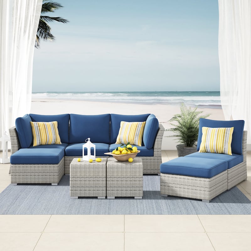 Corvus 8-piece Aluminum Wicker Patio Sectional Conversation Set