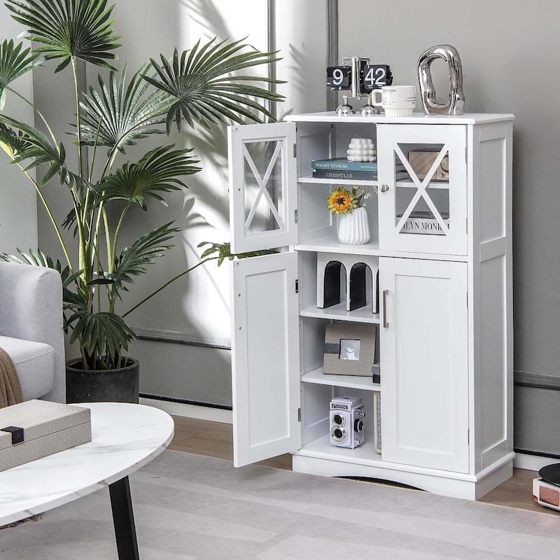 Bathroom Storage Cabinet with Doors and Adjustable Shelves