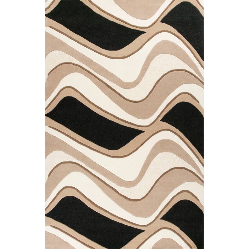 Domani Rugs Waves Hand-Tufted Wool Rug - 3'3" x 5'3" - Black
