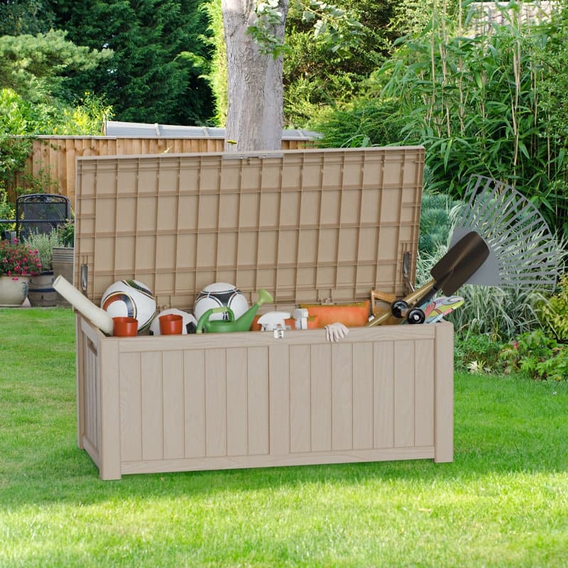Outdoor Patio Storage Resin Lockable Deck Box - 120gal.LightBrown