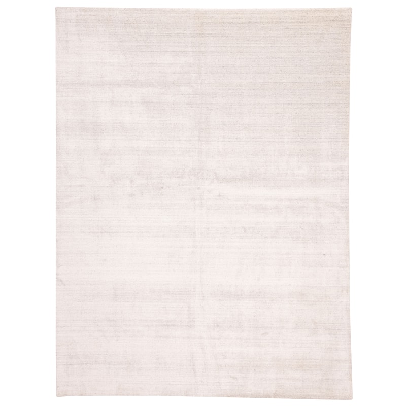 ECARPETGALLERY Hand Loomed Ananda Light Grey Viscose, Wool Rug - 8'0 x 10'0