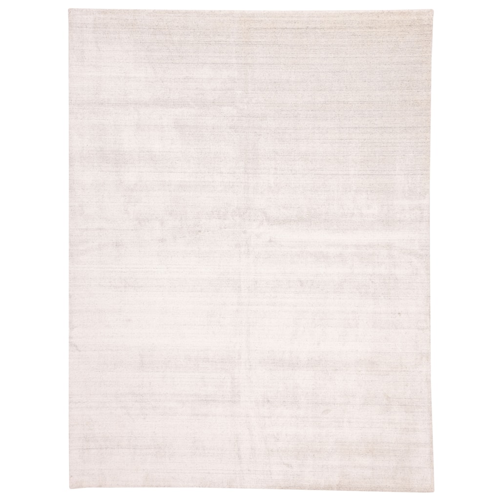 ECARPETGALLERY Hand Loomed Ananda Light Grey Viscose, Wool Rug - 8'0 x 10'0