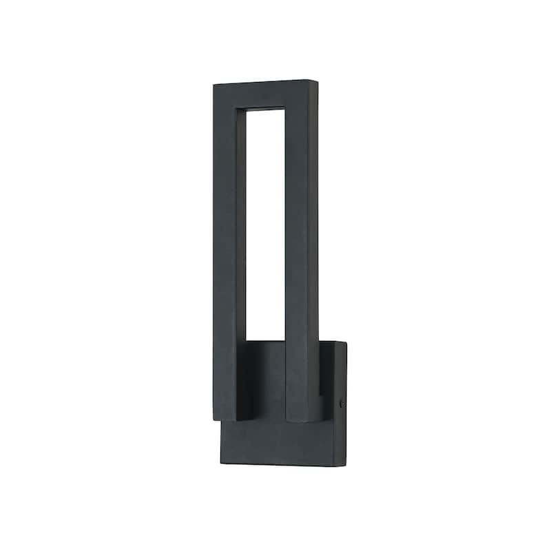 14.6 in. H Satin Black Linear Dimmable Integrated LED Waterproof Outdoor Wall Light Sconce - 4.7 in. W x 14.6 in. H x 2.8 in. D