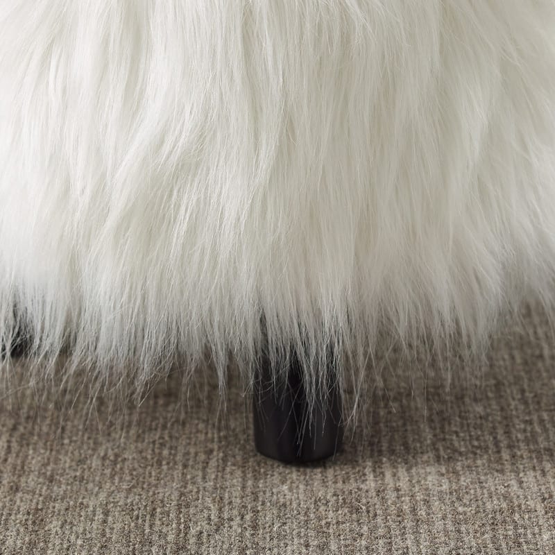 Silver Orchid Karlweis White Shag Faux Fur Ottoman