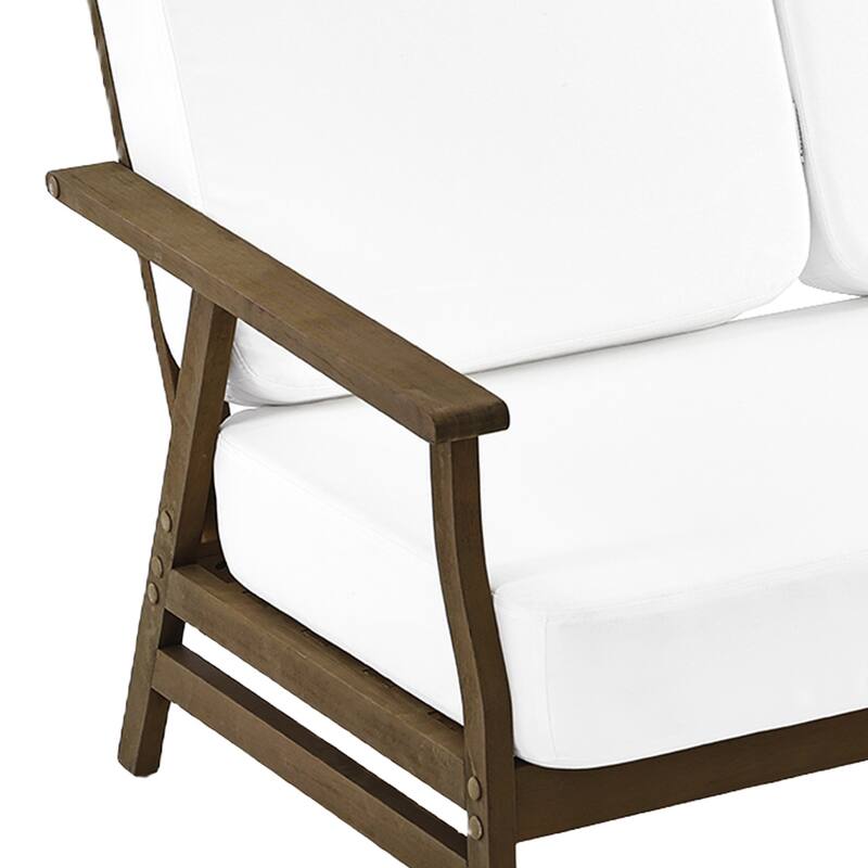 Modern Wood Outdoor Patio Sofa Loveseat with Cushion