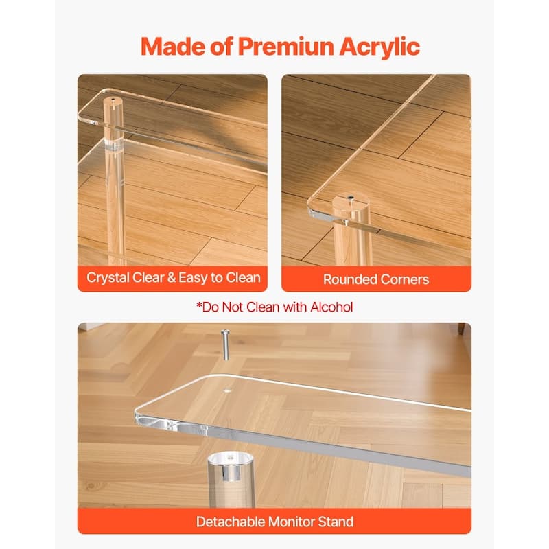 Modern Clear Acrylic Table with Strong Reinforced Legs Ideal for Office Bedroom or Living Room