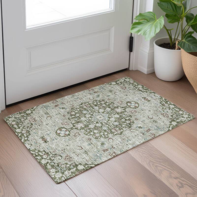 Machine Washable Indoor/ Outdoor Traditional Savannah Chantille Rug