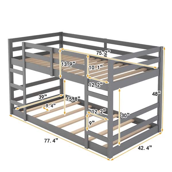 Twin over Twin Bunk Bed With Ladder And Solid Construction for Home