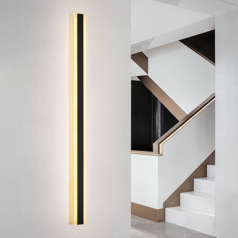 1-Light Modern Linear Strip Acrylic 3000K IP65 Integrated LED Warm Light Waterproof Outdoor Wall Light