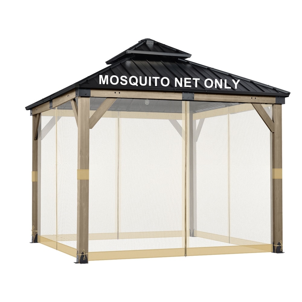 Aoodor Gazebo Universal Mosquito Netting Screen Replacement, 4-Panel Screen Walls with Double Zippers - (Mosquito Net Only)