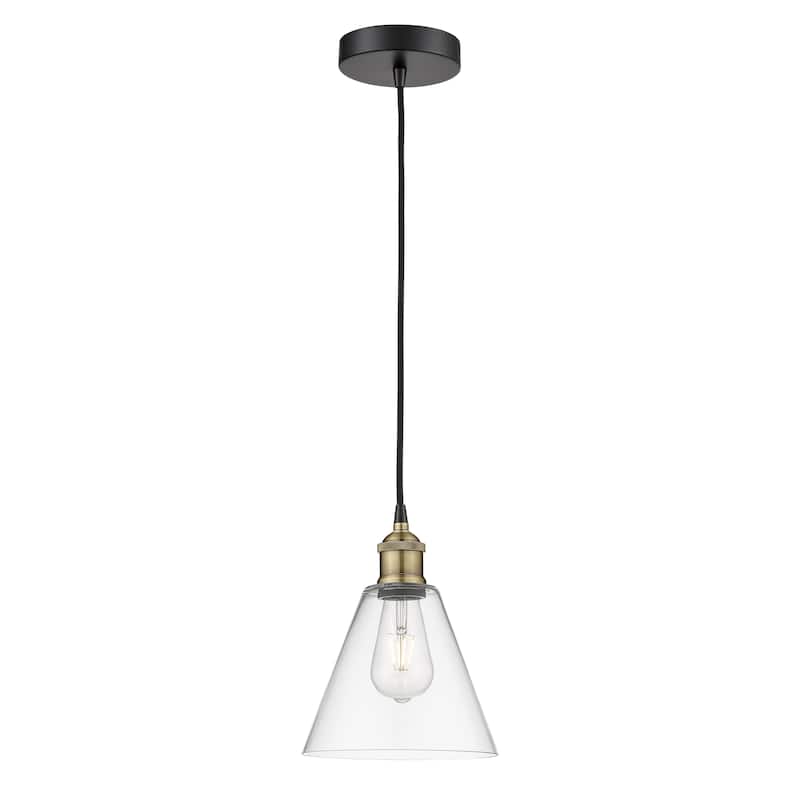 Innovations Lighting Berkshire - 1 Light 8" Cord Hung Mini Pendant - Clear/Black Antique Brass